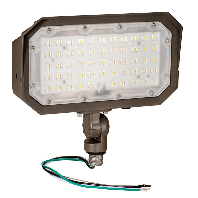 50W LED Small Flood Light, Bronze with Knuckle Mount